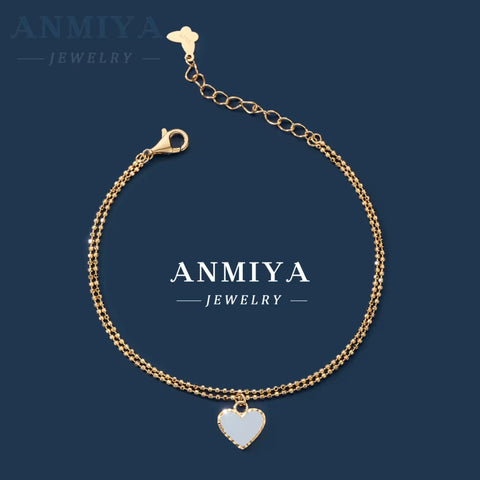 New Popular Fashion 925 Sterling Silver Heart with Cubic Zircon Charm Layered Bracelet Jewelry for Women