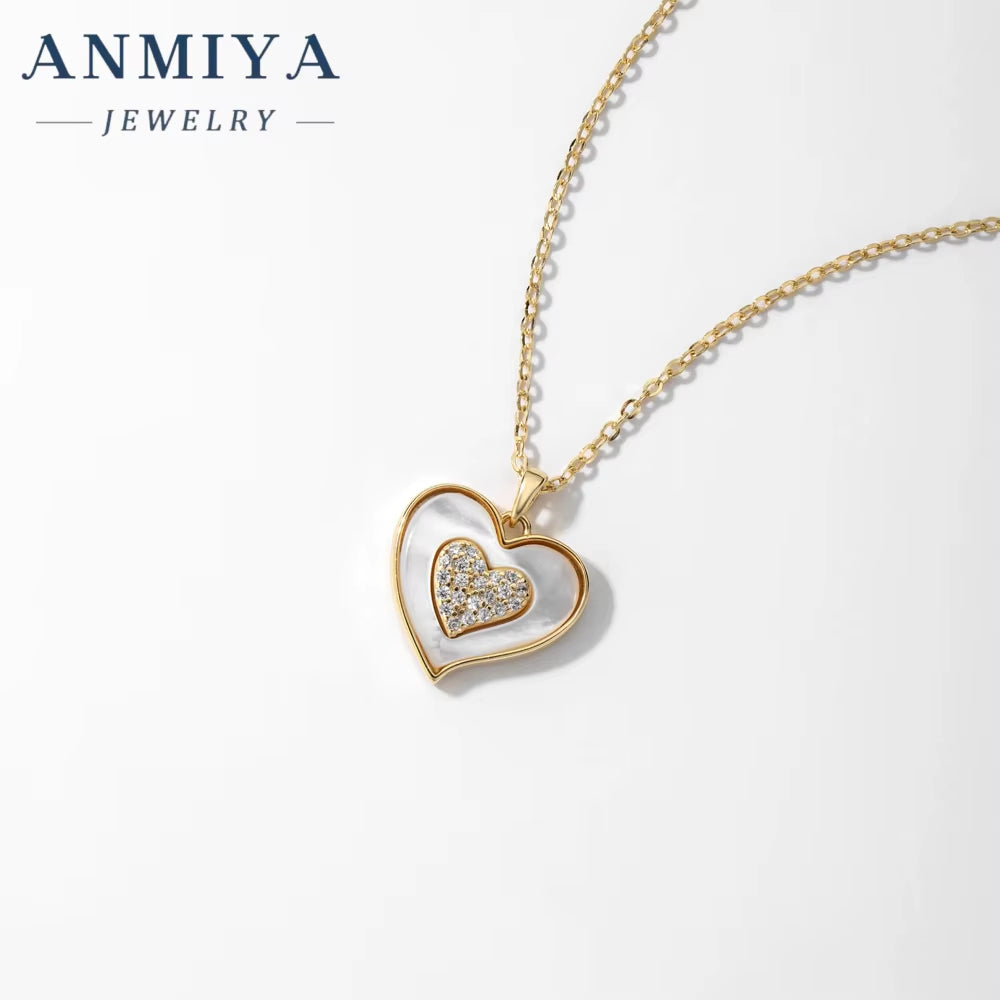 Custom Trendy Heart Shape Pendant 925 Silver Fine Jewelry 18K Gold Charm Necklace for Jewelry Making Couple