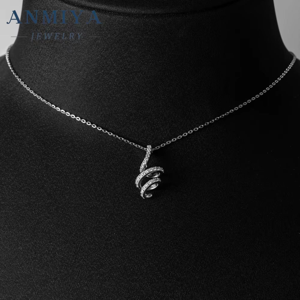 ANMIYA Minimalist Surround Rose Gold Plated Necklace Sterling Silver Fashion Jewelry Girls Necklaces