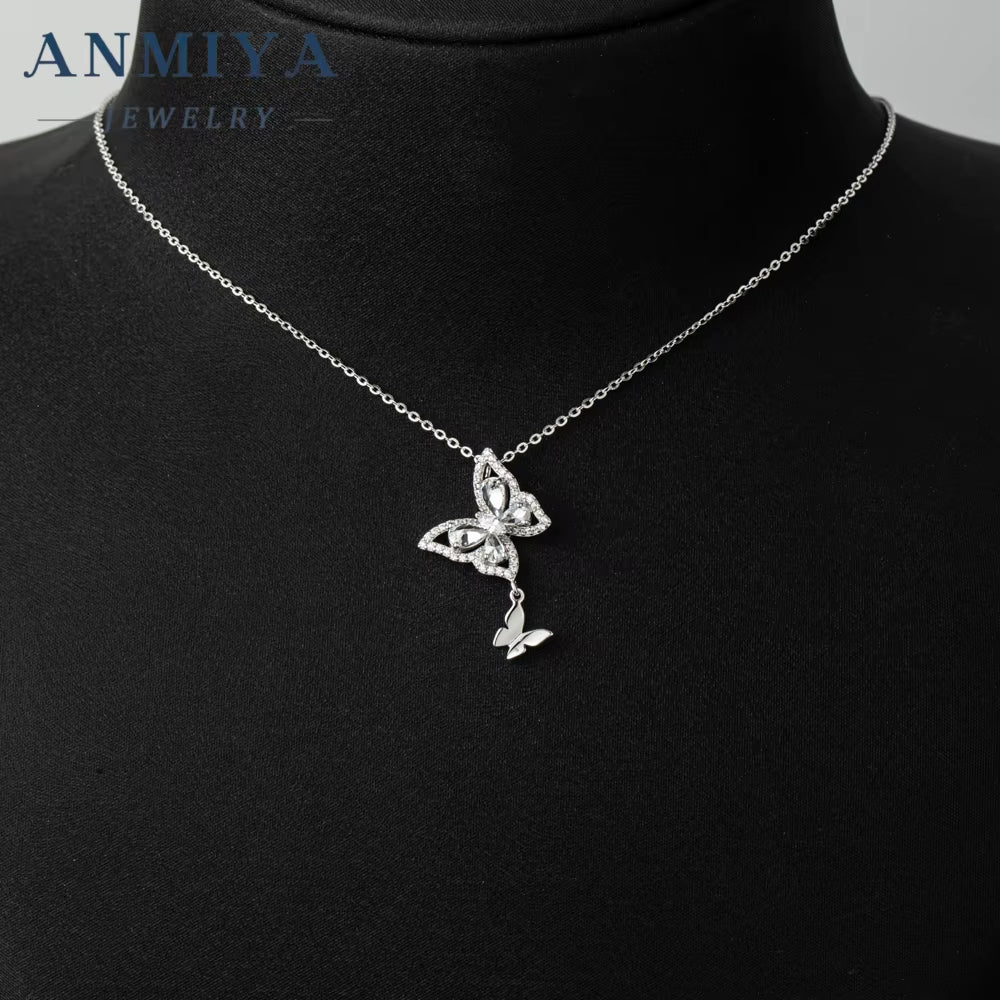 Dainty Butterfly Pendant Necklace 925 Sterling Silver Necklaces for Women Jewelry