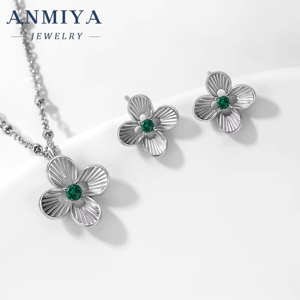 2024 Popular Jewelry Charm 4 Four Leaf Clover Flower Necklace Earring Plated 18K Gold 925 Silver Clover Jewelry Set