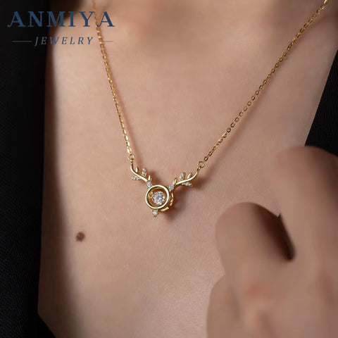 S925 Silver High Quality Trendy Elk Shape Collarbone Fashion Jewelry Necklace for Women Girl