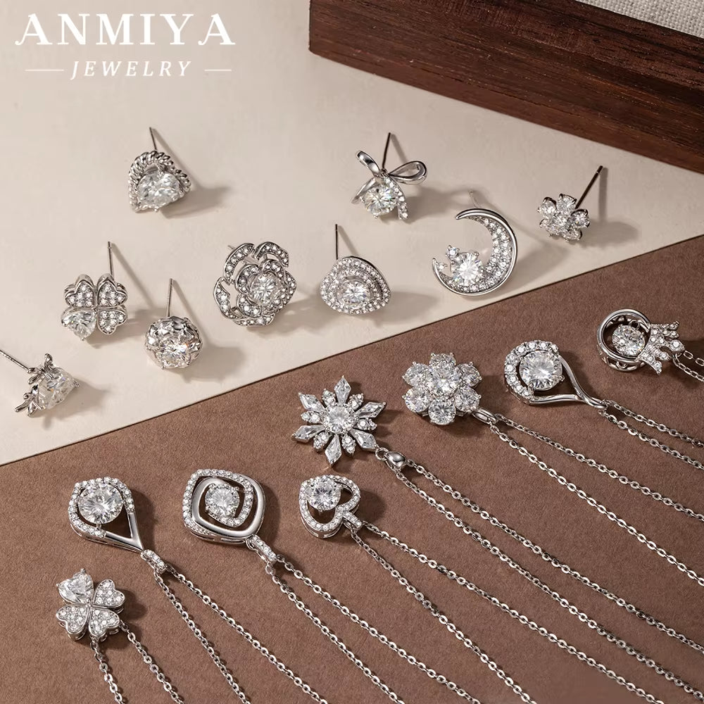 Moissanite Enhanced 925 Silver Jewelry - Premium Earrings & Necklace Set, Sterling Silver 925 Jewelry Gift Collection