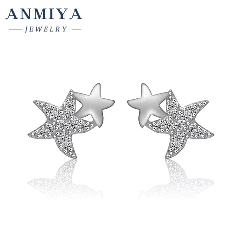 New Dainty Geometric Sea Star Dissymmetry Stud Earring for Women 18K Gold Plated 925 Silver Jewelry