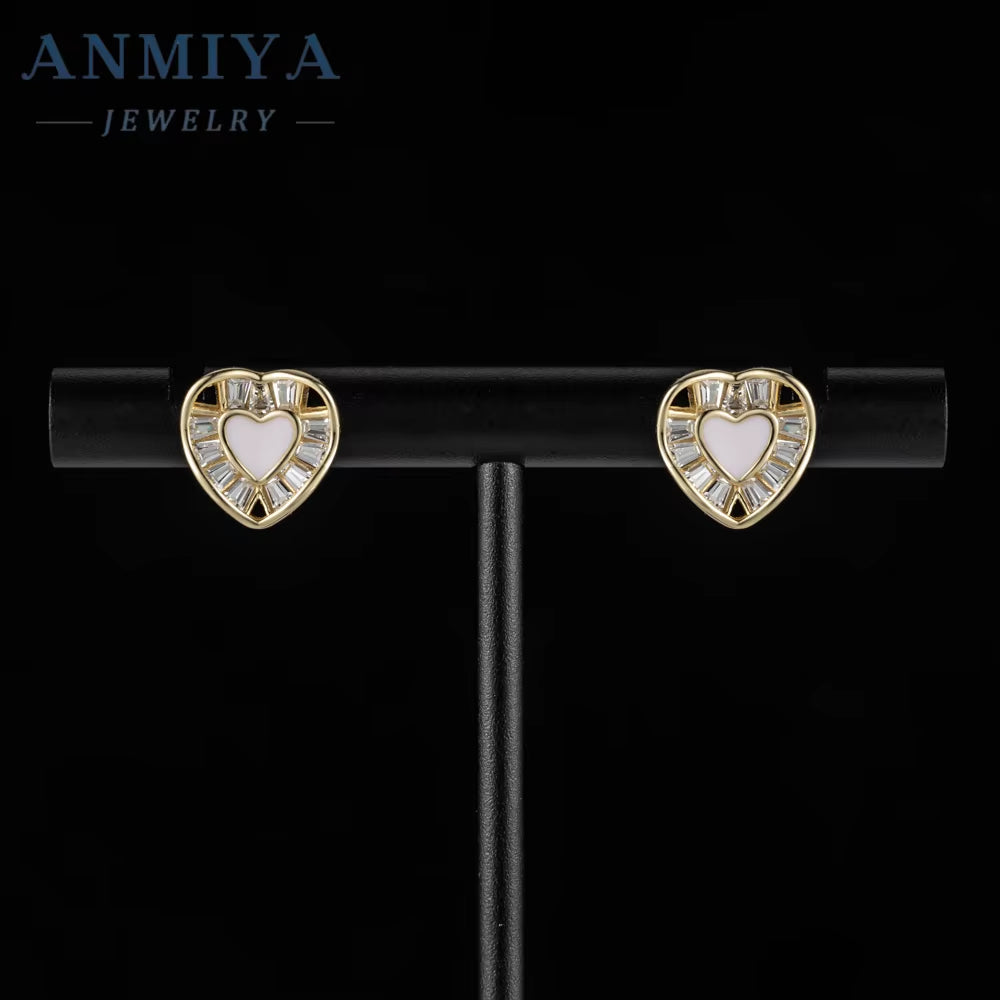 Wholesale Fashion Jewelry 925 Sterling Silver Love Heart Shape Stud Earrings Korean Earrings