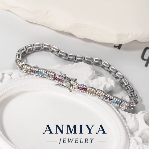 925 Sterling Silver Jewelry Handmade Dainty Silver Clover Bracelet with Cubic Zirconia for Women'S Lucky Charm Gift