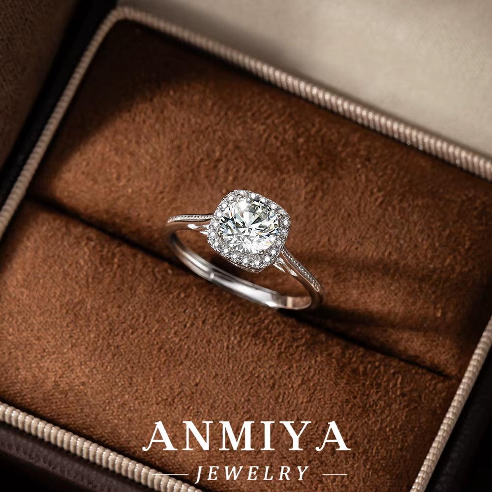 Yoga Practice Silver Jewelry - Smooth-Edged 925 Sterling Silver Moissanite Ring for Active Lifestyle