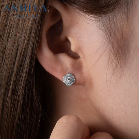 2024 New Fashion Prom Earrings Shiny Geometry Rhombus Earrings Rhinestone Stud Earrings for Women