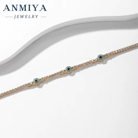 ANMIYA Delicate Jewelry 925 Silver Chain Bracelet for Women Gold Plated Link Chain Fine Bracelets