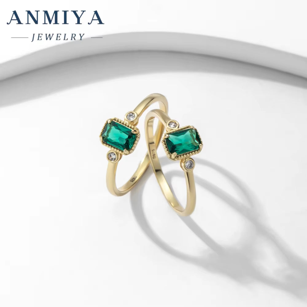 ANMIYA Custom Engagement Rings All Size 925 Sterling Silver Glaring Ring for Anniversary Gift