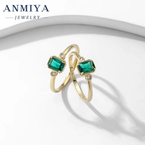 ANMIYA Custom Engagement Rings All Size 925 Sterling Silver Glaring Ring for Anniversary Gift