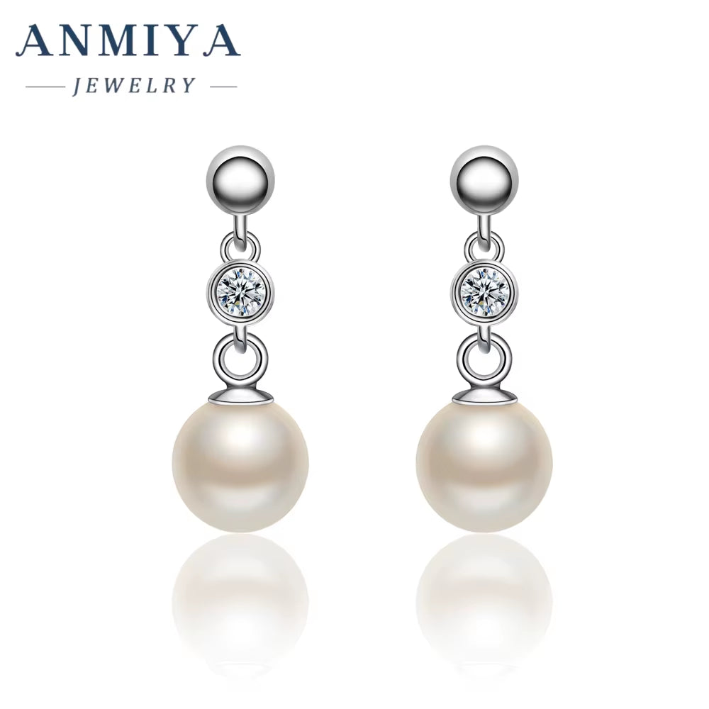 MIYA Fashion Jewelry Earrings S925 Sterling Silver Freshwater Pearl Hanging Earrings Charm Pearl Stud Earringsan
