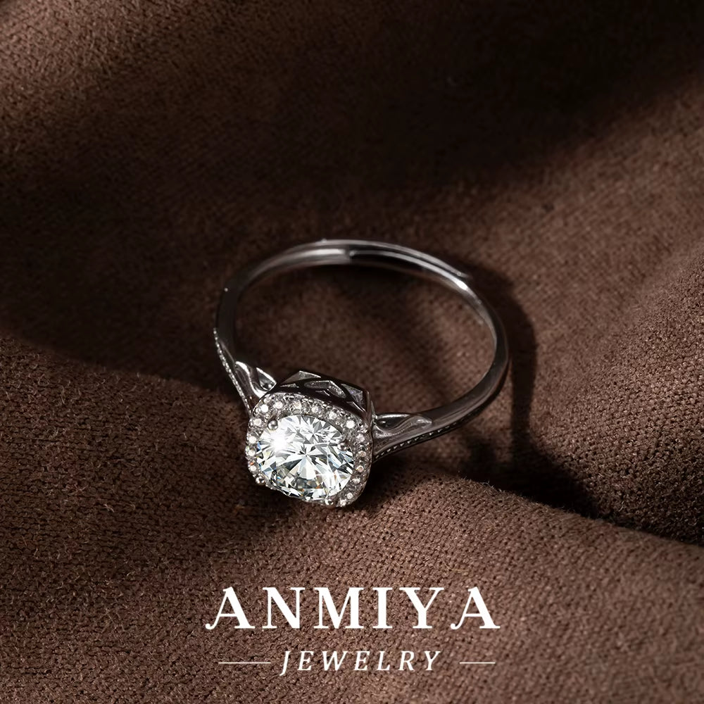 Yoga Practice Silver Jewelry - Smooth-Edged 925 Sterling Silver Moissanite Ring for Active Lifestyle