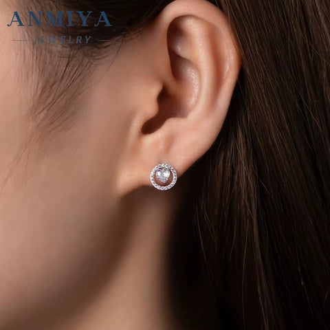 925 Sterling Silver Elegant Zircon Heart Circle Pendant Necklace Stud Earrings Necklaces Fashion Jewelry Women Sets for Girls