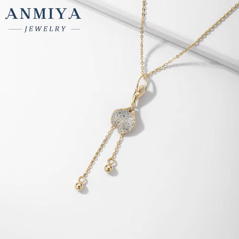 ANMIYA Most Popular Tiny Dainty Silver Ballerina 18K Gold Plated Zircon Waterproof 925 Sterling Silver Jewelry Necklace