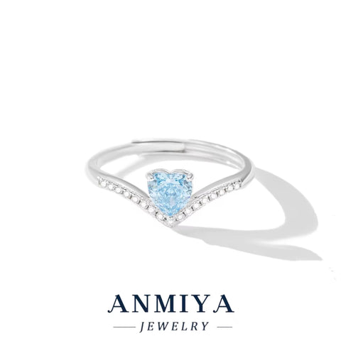 Wholesale 925 Heart Zircon Ring Luxury Silver Jewelry Bulk Stock for Anniversary/Gift/Women