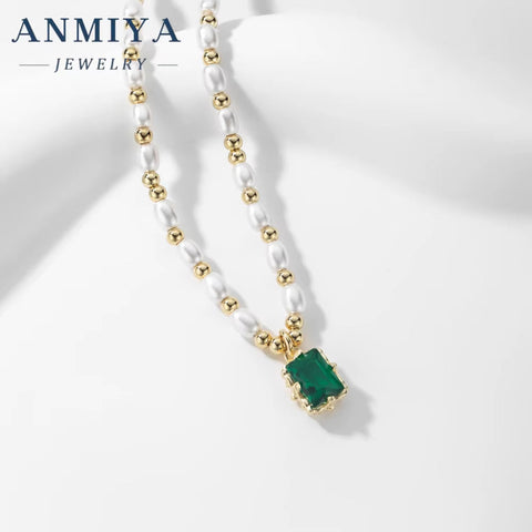 Fresh Water Pearl Necklace French Temperament Pearl Bead Collarbone Square Zircon Pendant 925 Silver Necklace for Women