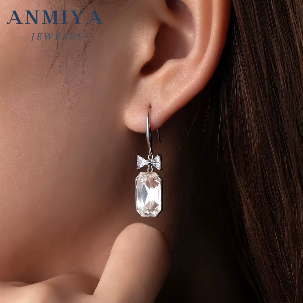 Ultra Sparkling Zircon Ear Hook Temperament Light Bow Luxury Earrings Creative Design 925 Sterling Silver Formal Earrings