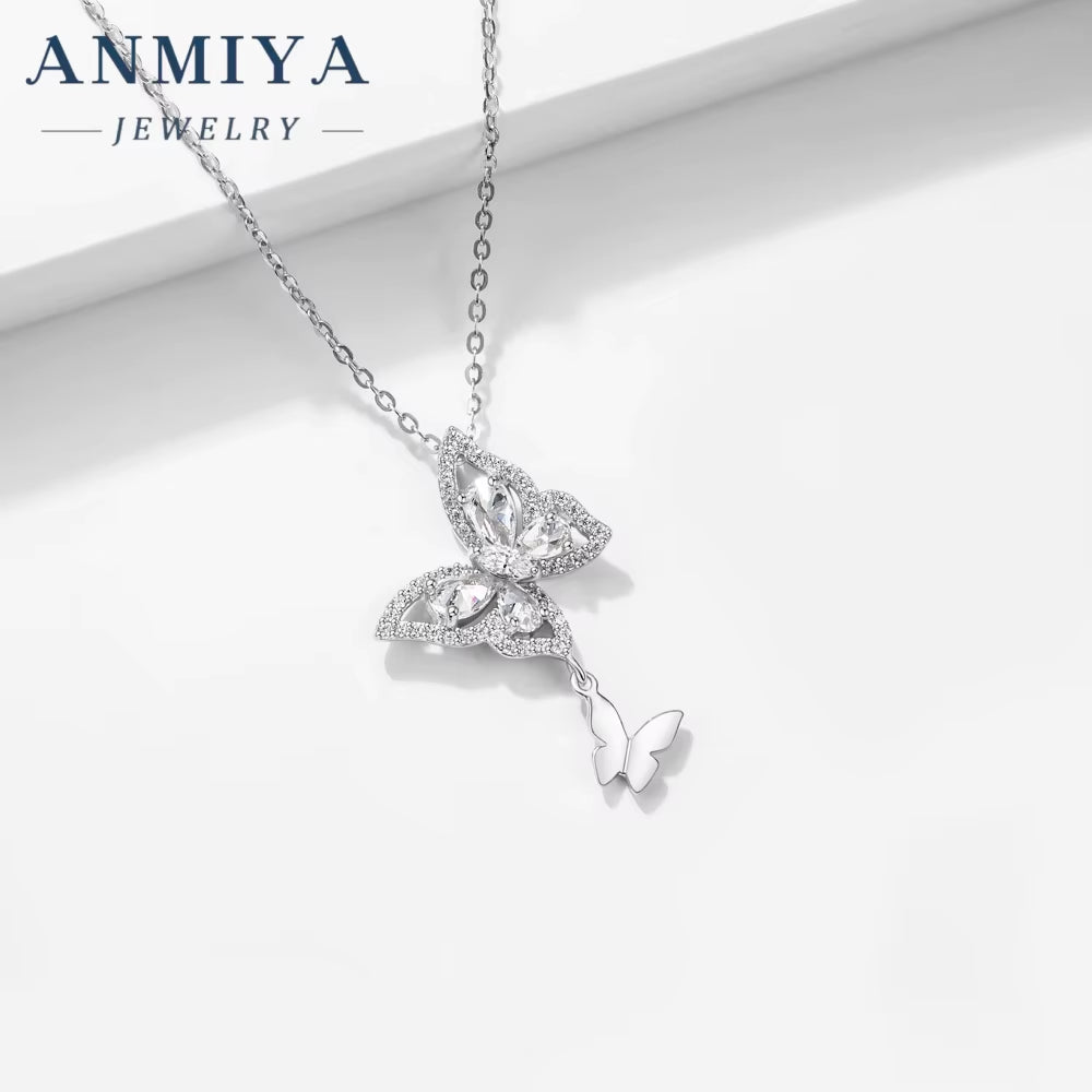 ANMIYA Luxury Design Butterfly Pendant Necklace for Girls Women