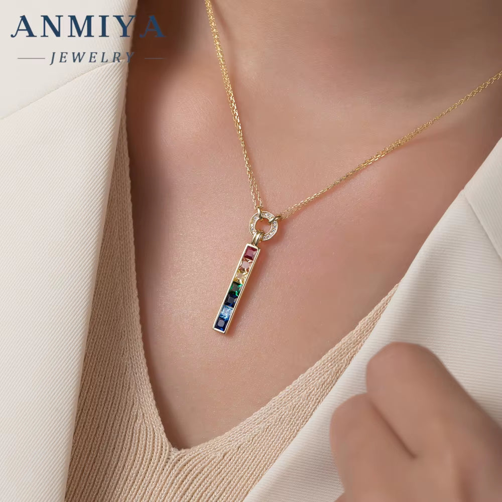 Colored Zircon Pendant S925 Silver Inoxidable Temperament Collarbone Necklace for Girls