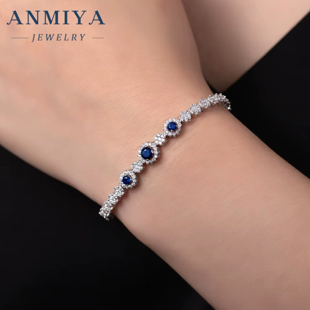 18K Gold Plated Tennis Chain round Green Blue Zircon Bracelet Unisex Fashion Women Jewelry for Weddings Parties Engagements