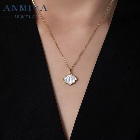 Fashion Ocean Series White Pearl Necklace Waterproof 18K Gold Plated 925 Silver Seashell Charm Necklaces for Women