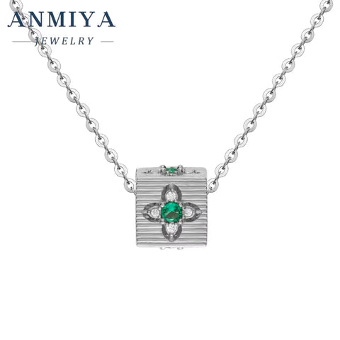 Custom Zircon Block Pendant 18K Gold Filled Plated Clover Fashion Jewelry Necklaces for Women Wholesale