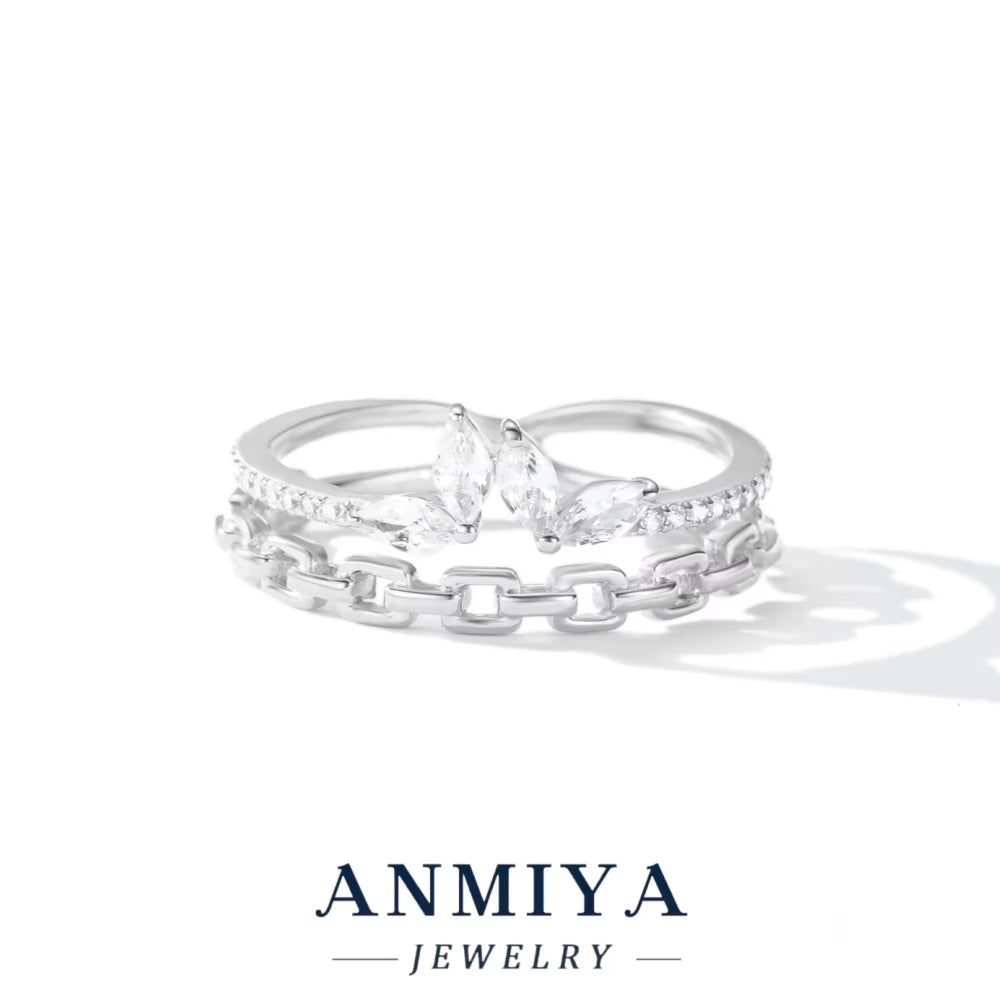 Trendy Bohemian Floral Layered Silver Ring Tarnish-Resistant 925 Silver Festival Jewelry for Bulk Purchases