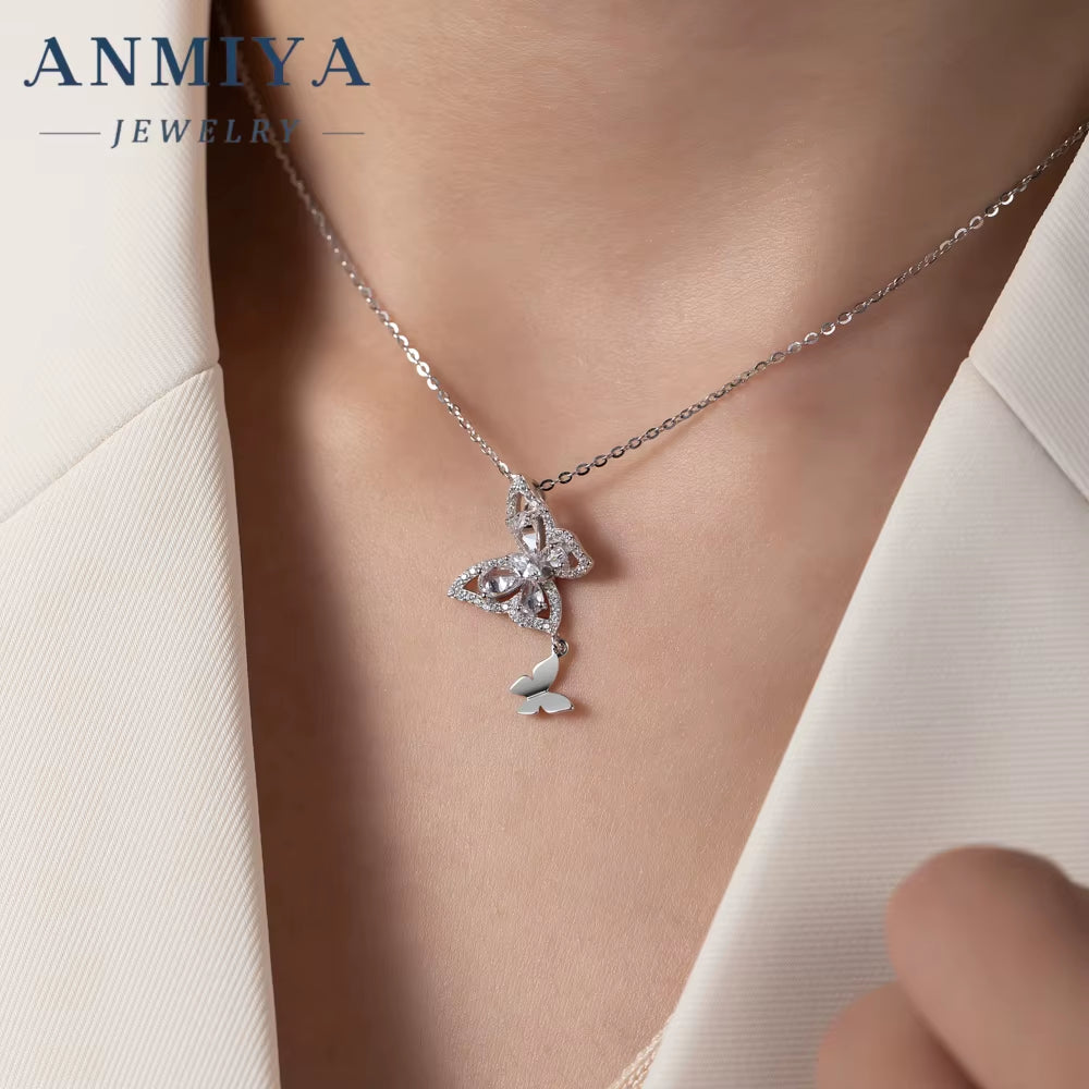 ANMIYA Luxury Design Butterfly Pendant Necklace for Girls Women