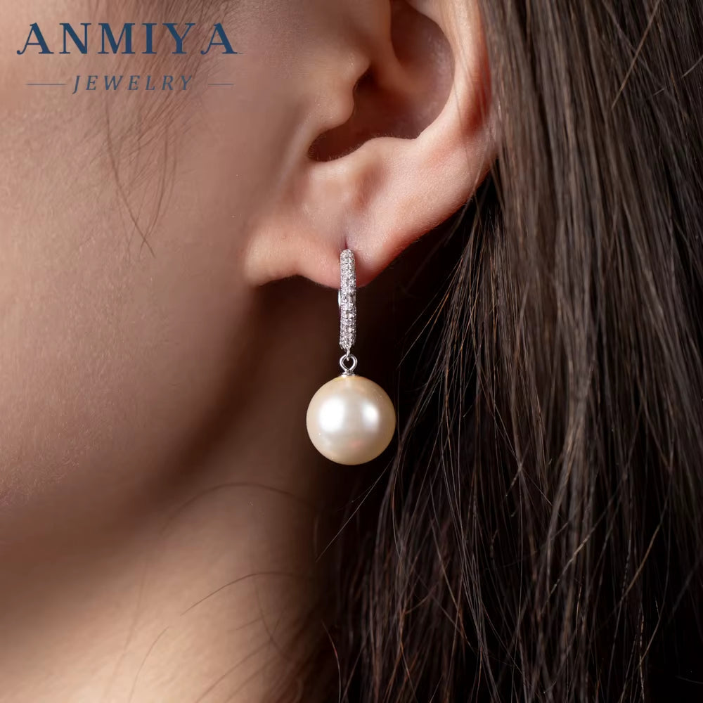 Korean Earrings Statement 925 Sterling Silver Sweet Baroque Pearl Hoop Earrings for Women