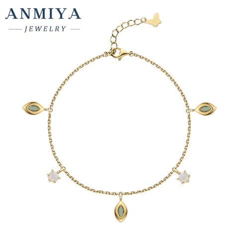 ANMIYA Trendy Best Selling Gold Tassels Anklet Bracelet Women 18K Gold 925 Silver Inoxidable Bracelet