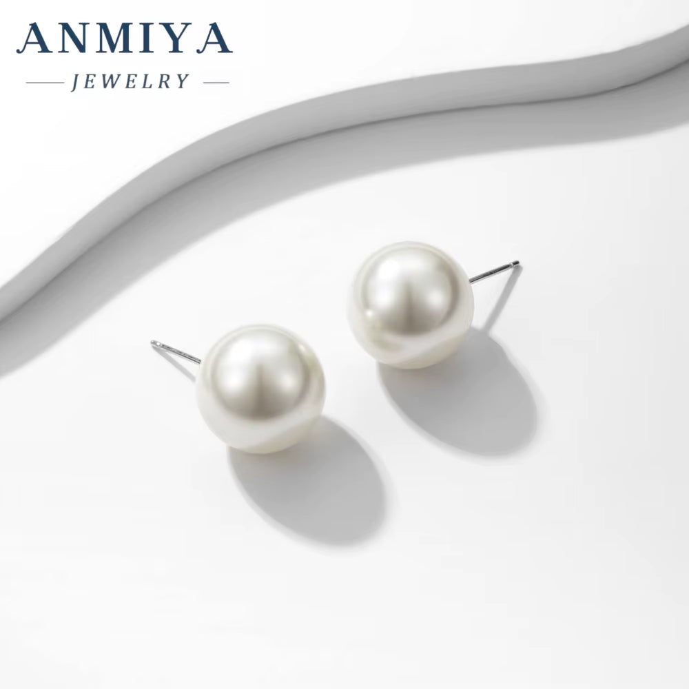 2024 Hot Products S925 Silver Jewelry White Freshwater Pearl Stud Earring Bridal 8-16Mm Bling Pearl Earrings