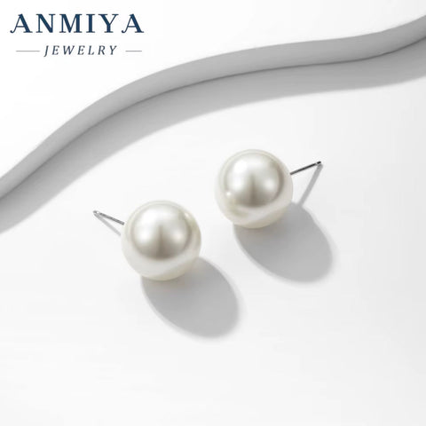 2024 Hot Products S925 Silver Jewelry White Freshwater Pearl Stud Earring Bridal 8-16Mm Bling Pearl Earrings