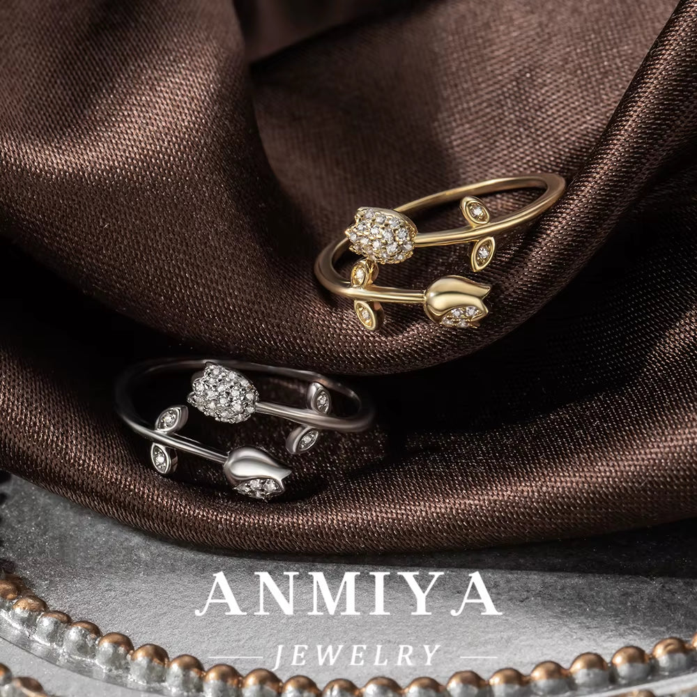 Wholesale 925 Silver Rose Adjustable Open Ring Modern Jewelry Bulk Stock for Festival/Wedding/Party Gifts