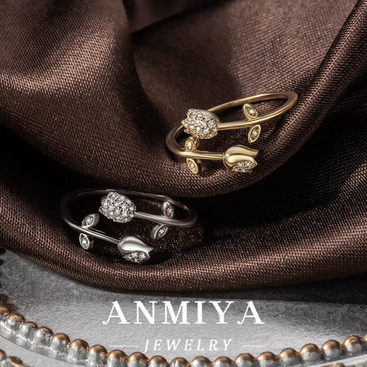 Wholesale 925 Silver Rose Adjustable Open Ring Modern Jewelry Bulk Stock for Festival/Wedding/Party Gifts