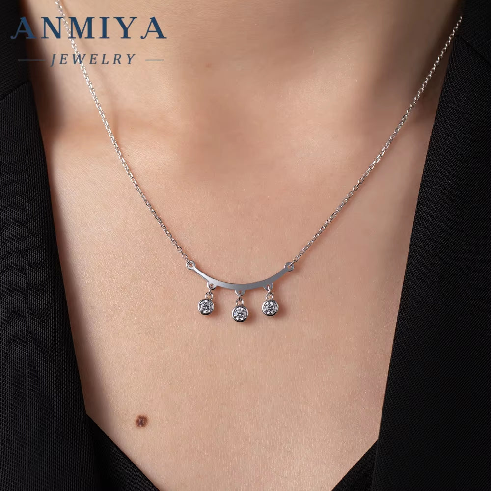 Fashionable Necklace Jewelry 925 Sterling Silver Tassels Zircon Collarbone Necklace Jewelry for Girl