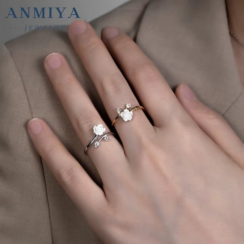 Wholesale 925 Adjustable Flower Ring Luxury Silver Jewelry Bulk Stock for Wedding/Anniversary/Gift