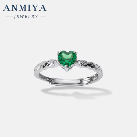 ANMIYA Pink Sapphire Diamond Ring Exquisite Radiant Zirconia Pink Heart Ring Different Design 925 Silver Large Diamond Rings Set