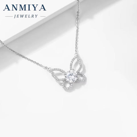 ANMIYA Hot Sales Mama Women'S S925 Silver Jewelry Charm Butterfly Pattern Necklace Jewelry