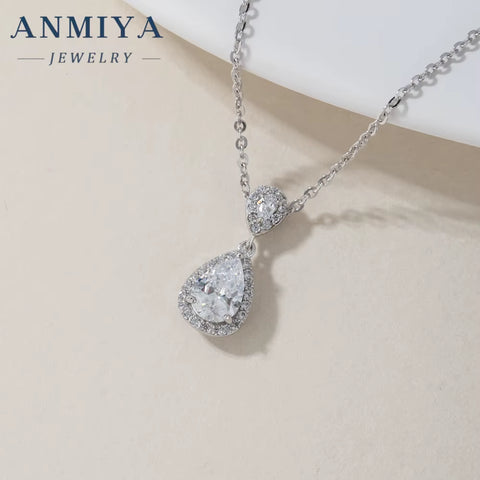 Latest Design Water Drop Shaper Cz Stone Zircon 925 Silver Engagement Earrings Set for Couple Women Hypoallergenic