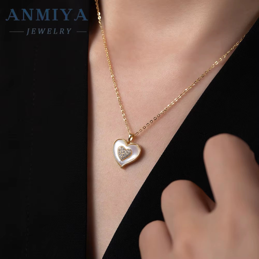 Custom Trendy Heart Shape Pendant 925 Silver Fine Jewelry 18K Gold Charm Necklace for Jewelry Making Couple