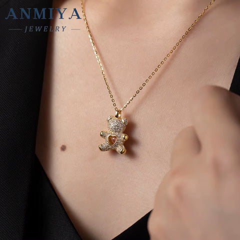 Bear Necklace Teddy Bear 18K Gold Plated Bear Pendant Necklace Jewelry Gift Necklace for Women