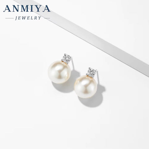 High Quality Fashion Jewelry Plated 925 Silver Needle Stud Cubic Zirconia Pearl Earrings for Women