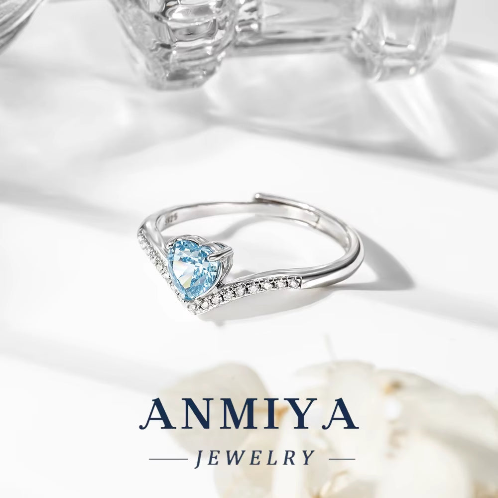 Wholesale 925 Heart Zircon Ring Luxury Silver Jewelry Bulk Stock for Anniversary/Gift/Women