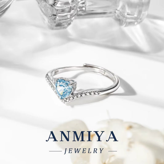 Wholesale 925 Heart Zircon Ring Luxury Silver Jewelry Bulk Stock for Anniversary/Gift/Women