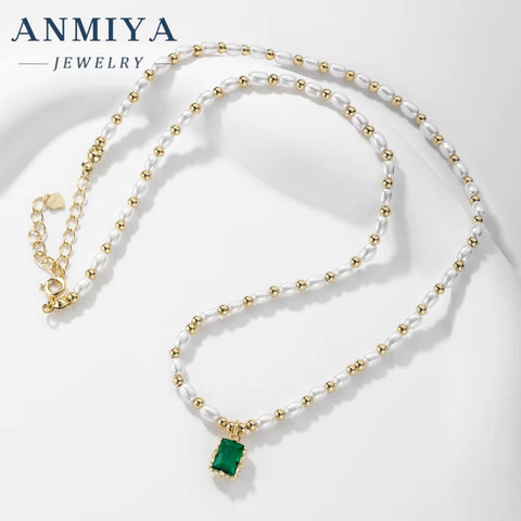 Fresh Water Pearl Necklace French Temperament Pearl Bead Collarbone Square Zircon Pendant 925 Silver Necklace for Women