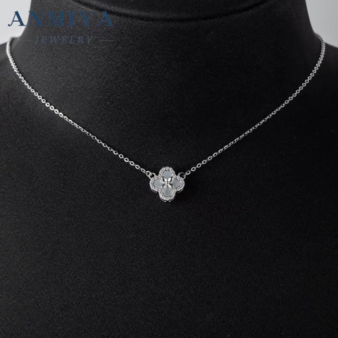 Fashion Fine Jewelry 925 Sterling Silver White Shell Necklace Four Clovers Necklace