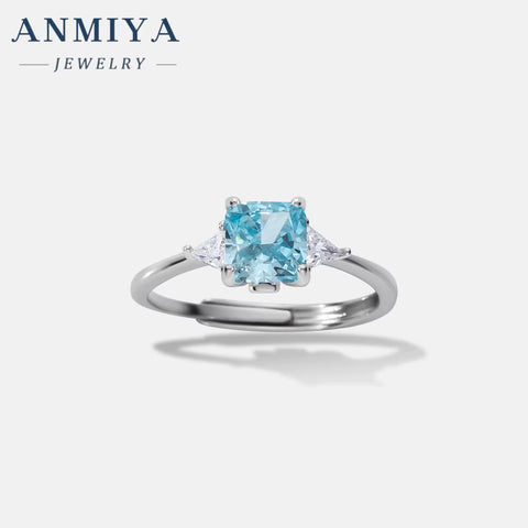 Manufacturer Luxury Beautiful Chunky Zircon 925 Silver Green Pink Blue Colorful Zircon Ring Set for Gift