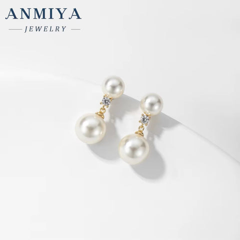 2024 Korean Hypoallergenic Earrings Back Hanging Double Pearl Stud Earrings Fashion Jewelry Pearl Drop Earrings for Teen Girls