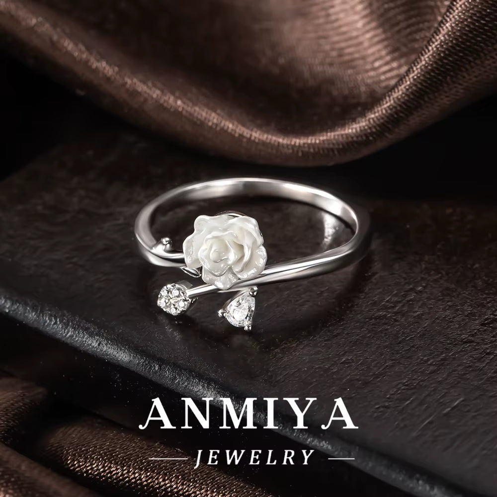 Wholesale 925 Adjustable Flower Ring Luxury Silver Jewelry Bulk Stock for Wedding/Anniversary/Gift